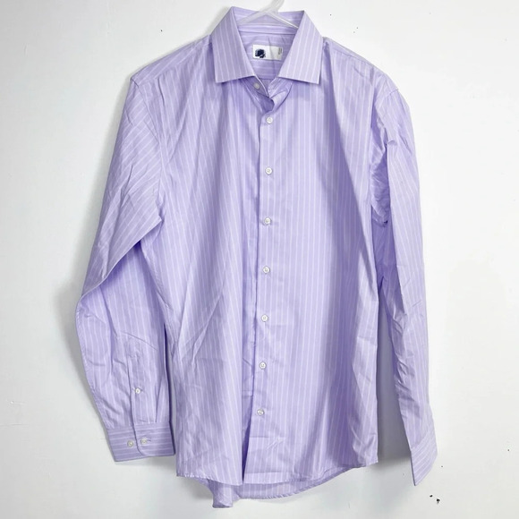 NEW Nordstrom Button Down Shirt Mens 15.5 34 35 Purple Easy Care Trim Fit NWOT - Picture 1 of 8